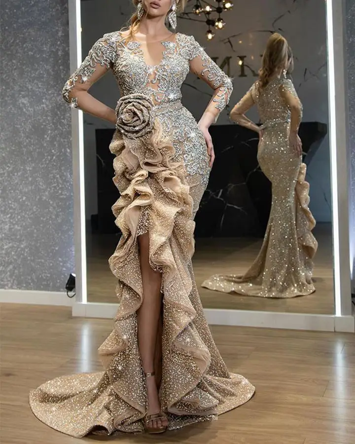 PJ3852A 2021 new style women's evening full dress sexy sequin long sleeve full dresses for women bridesmaid dress, As picture
PJ3852A 2021 new style women's evening full dress sexy sequin long sleeve full dresses for women bridesmaid dress, As picture