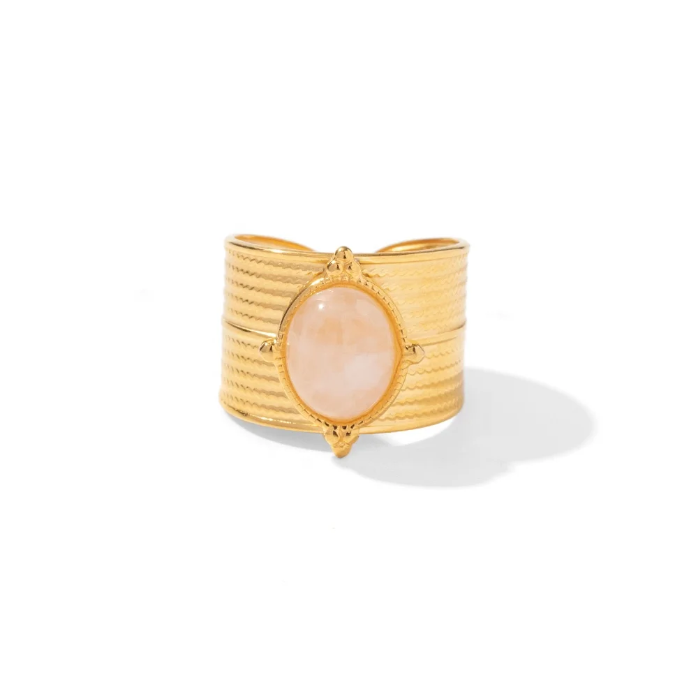 PVD 18k Gold Plated Stainless Steel Natural Rose Quartz Wide Opening Adjustable Rings Vintage Style
PVD 18k Gold Plated Stainless Steel Natural Rose Quartz Wide Opening Adjustable Rings Vintage Style