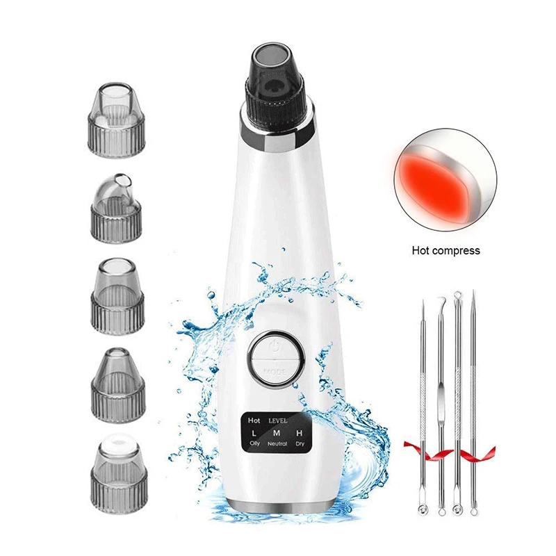 

Hot Compress Led Display Electric Suction Facial Comedo Acne Extractor Pore Vacuum Blackhead Remover Tool Kit