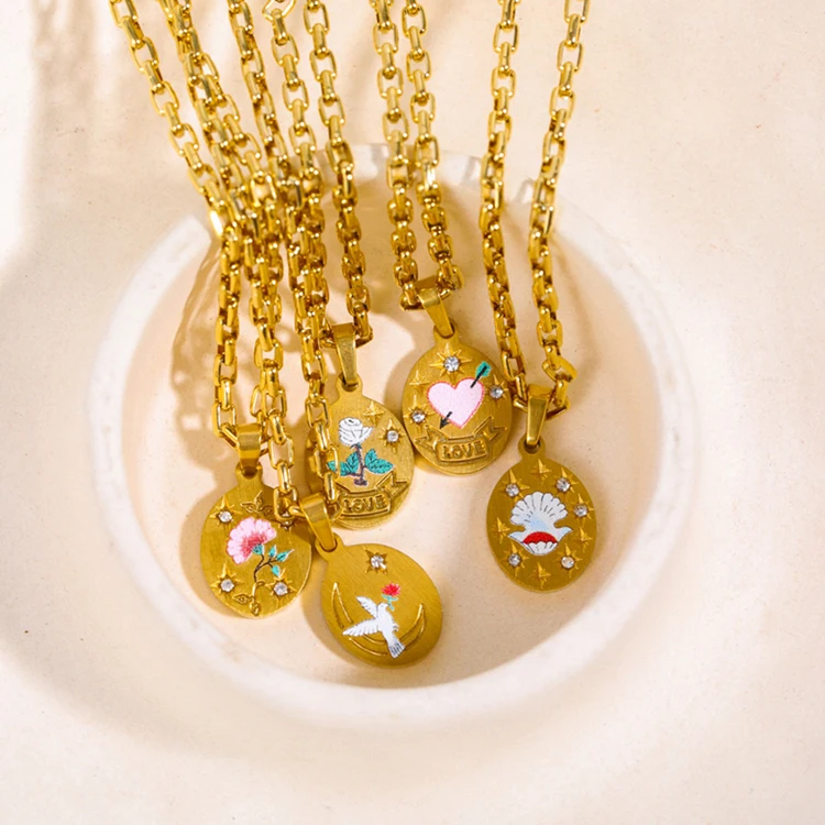 G2279 Wholesale collier 18K Gold PVD Plated Stainless Steel Hand Painted Flower Pendant Necklace Earring Ring Jewelry for women
G2279 Wholesale collier 18K Gold PVD Plated Stainless Steel Hand Painted Flower Pendant Necklace Earring Ring Jewelry for women