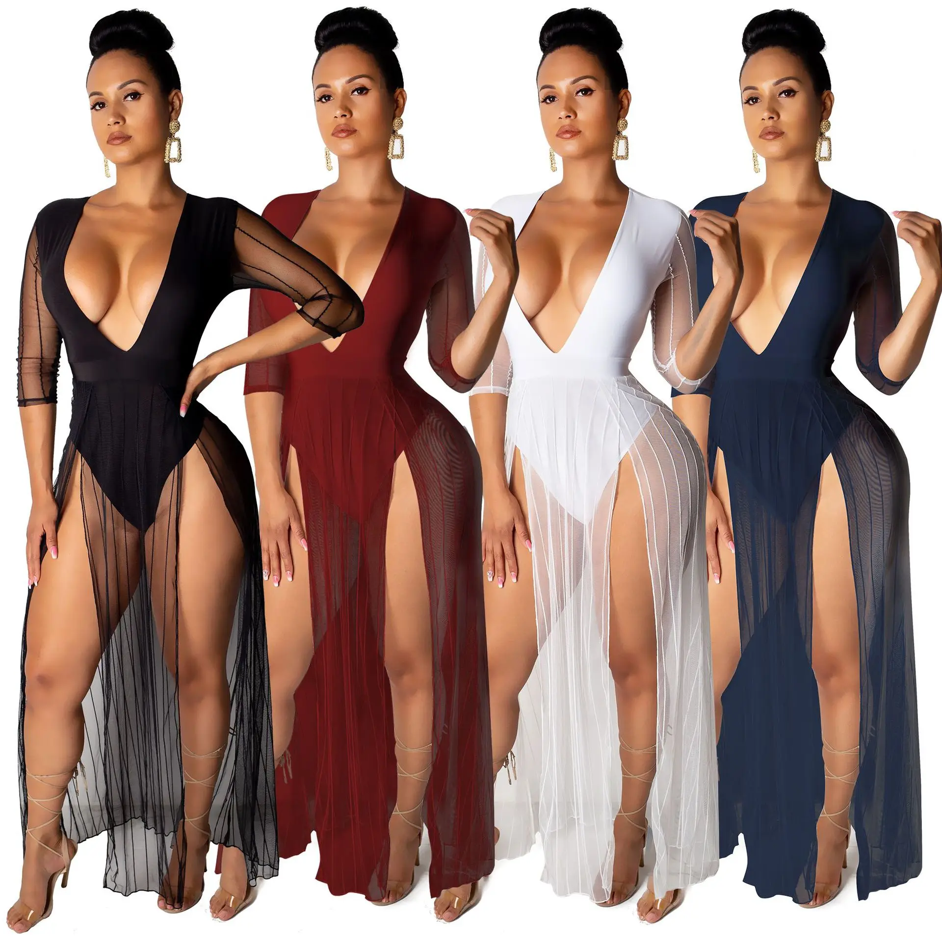 Drop shipping New Arrival Women's Jumpsuits Catsuit Deep V Neck Short Sleeve Sheer Bodycon Rompers Clubwear G0212
Drop shipping New Arrival Women's Jumpsuits Catsuit Deep V Neck Short Sleeve Sheer Bodycon Rompers Clubwear G0212