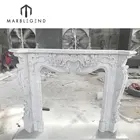 Factory price stone carving indoor freestanding carrara white marble fireplace