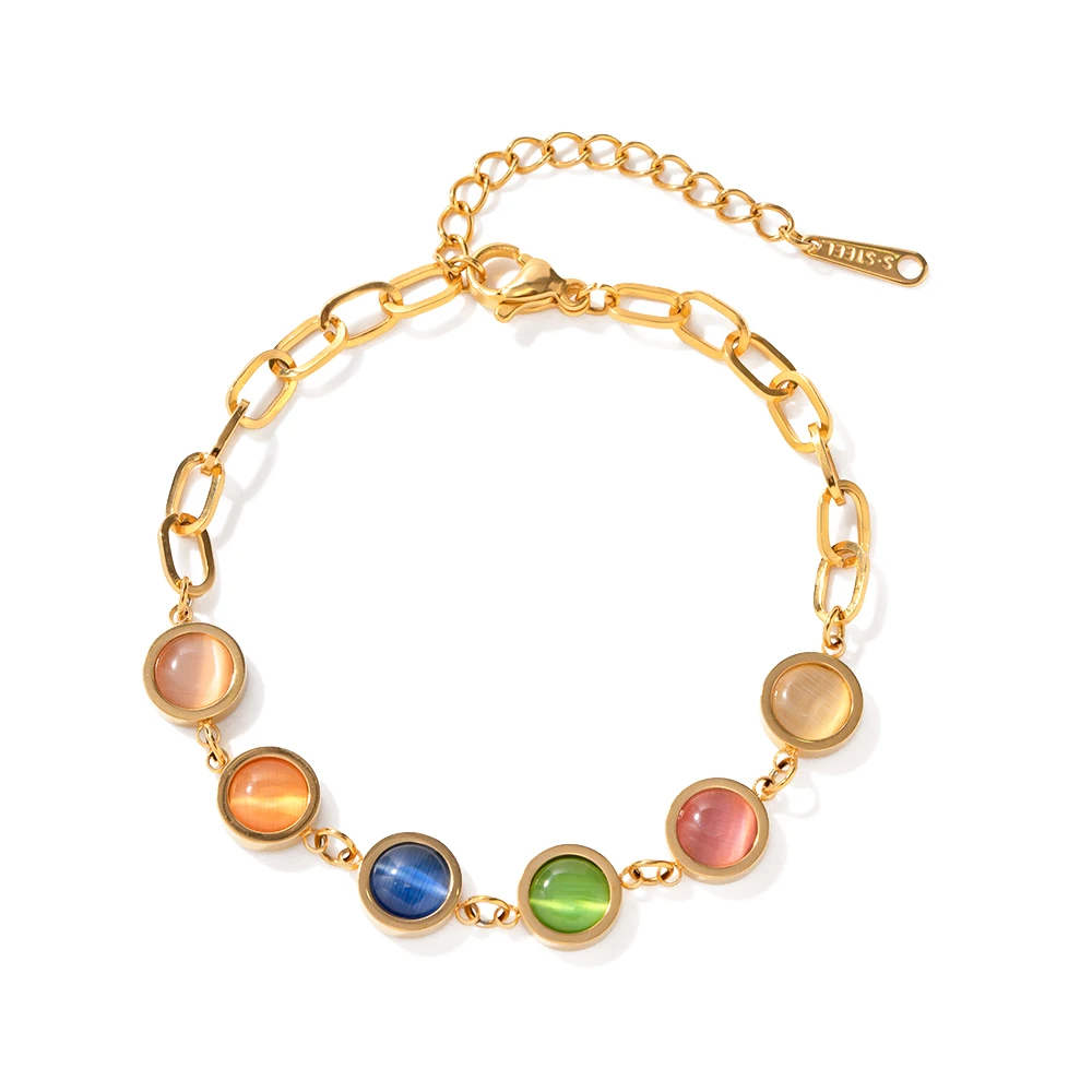 18k Gold Plated Stainless Steel Fashion Jewelry Waterproof Round Cateye Beads Bracelets for Women
18k Gold Plated Stainless Steel Fashion Jewelry Waterproof Round Cateye Beads Bracelets for Women