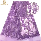 JJ36 Handmade sequins beaded embroidered lace African lace bridal wedding dress fabric