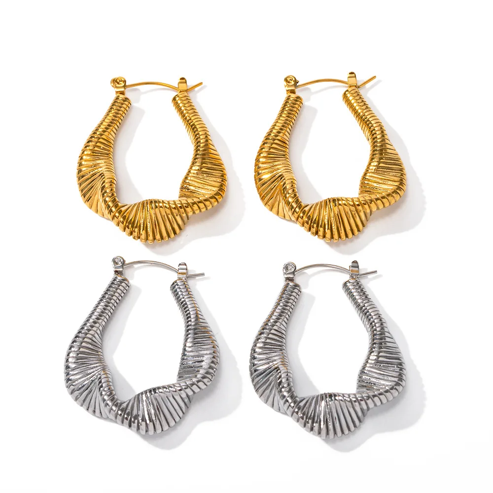 New INS Design Twist Stainless Steel Earrings Fashionable Waterproof Gold Plated Irregular Hoop Earrings 2023 NEW Punk Jewelry
New INS Design Twist Stainless Steel Earrings Fashionable Waterproof Gold Plated Irregular Hoop Earrings 2023 NEW Punk Jewelry