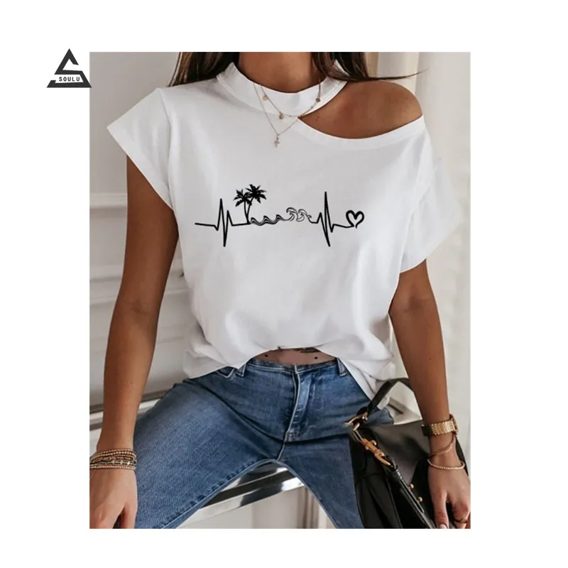 2021 summer fashion women casual love printed top off-shoulder short-sleeved t-shirt plus size women's clothing, Colorful
2021 summer fashion women casual love printed top off-shoulder short-sleeved t-shirt plus size women's clothing, Colorful