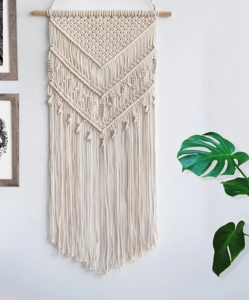 Macrame Hanging Wall Decor Decorative Wall Art Cotton Rope Cord, White 
Macrame Hanging Wall Decor Decorative Wall Art Cotton Rope Cord, White