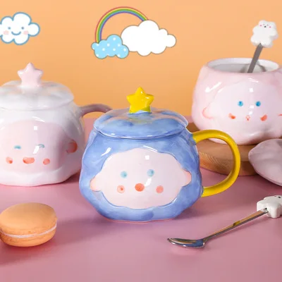 Hand-painted Clouds Ceramic Cup Tea Cup Creative Trend Cute Breakfast Cup With Lid Spoon, As the picture show
Hand-painted Clouds Ceramic Cup Tea Cup Creative Trend Cute Breakfast Cup With Lid Spoon, As the picture show