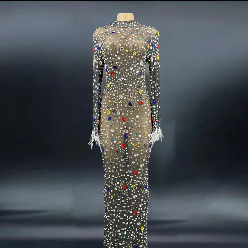 NOVANCE Y1987-FB Colorful jewelry feather cuffs sexy dresses for club bodycon long dresses for women mesh dress sexy transparent
NOVANCE Y1987-FB Colorful jewelry feather cuffs sexy dresses for club bodycon long dresses for women mesh dress sexy transparent