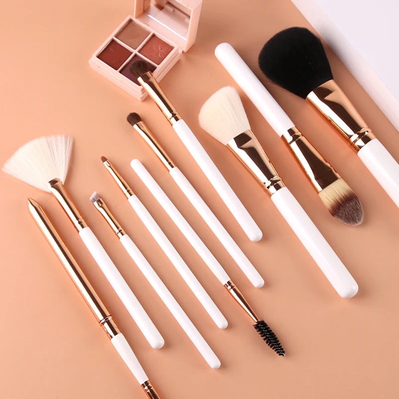 10pcs white makeup brush set customized logo private label makeup brushes
