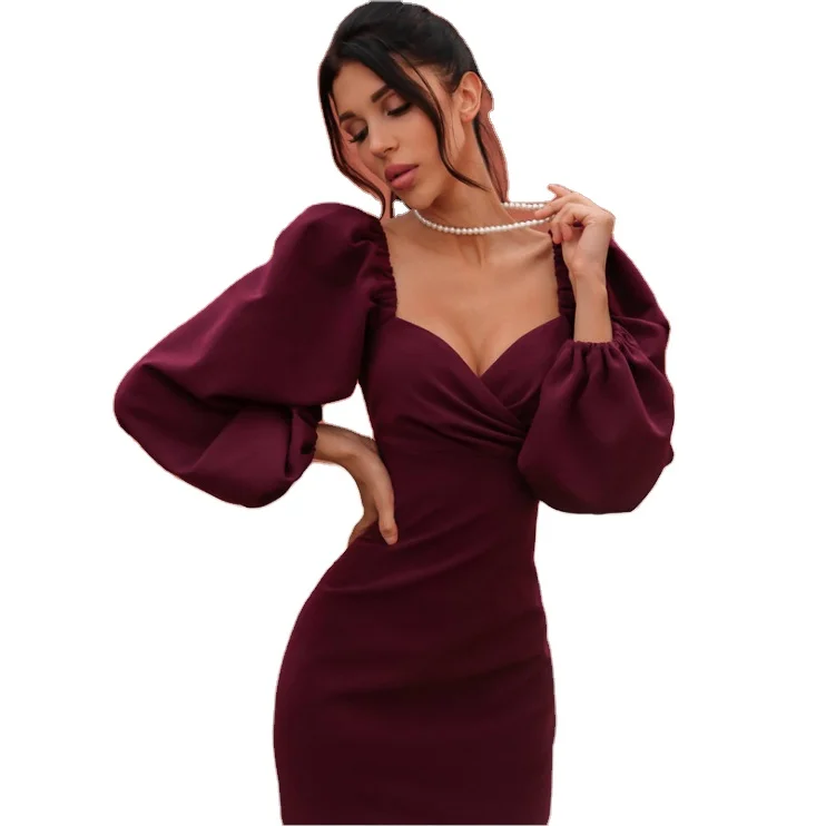 2021 hot selling elegant women clothing solid color bubble long sleeve dress bodycon dress women sexy, Brown,wine,black,blue
2021 hot selling elegant women clothing solid color bubble long sleeve dress bodycon dress women sexy, Brown,wine,black,blue
