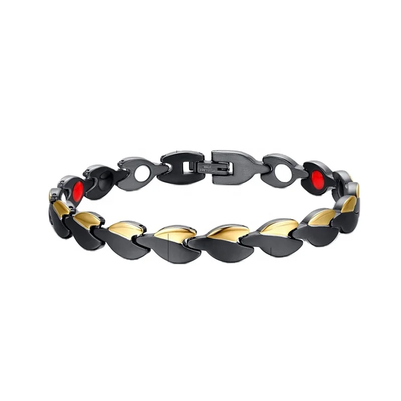 

Heart shape stainless steel bracelet with 4kinds of quantum energy stone , negative ions , tourmaline , FIR ,germanium