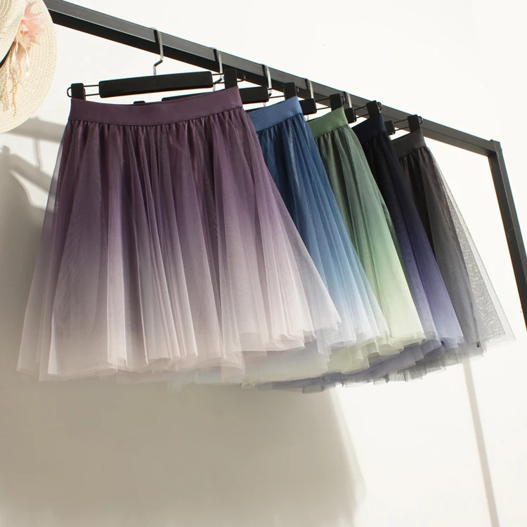 Spring Autumn gradient fluffy skirt high waist A-line Purple miniskirt Blue large swing female green yarn Pleated skirt Girl, As the pictures
Spring Autumn gradient fluffy skirt high waist A-line Purple miniskirt Blue large swing female green yarn Pleated skirt Girl, As the pictures