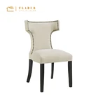 Nailhead Leather Fabric Upholstery Wood Legs Dining Chair for Dining Room Living Room Bedroom