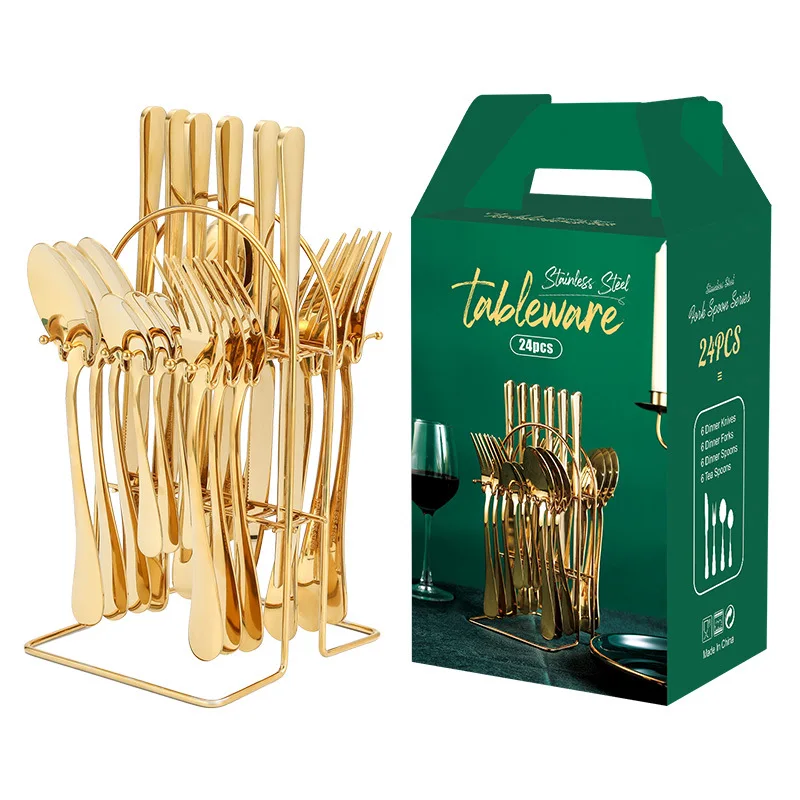 Customizable Knife Fork Spoon set with Stand 24 Pcs Gold flatware sets fourchette Stainless Steel Luxury tableware Cutlery set, As shown or customized color
Customizable Knife Fork Spoon set with Stand 24 Pcs Gold flatware sets fourchette Stainless Steel Luxury tableware Cutlery set, As shown or customized color