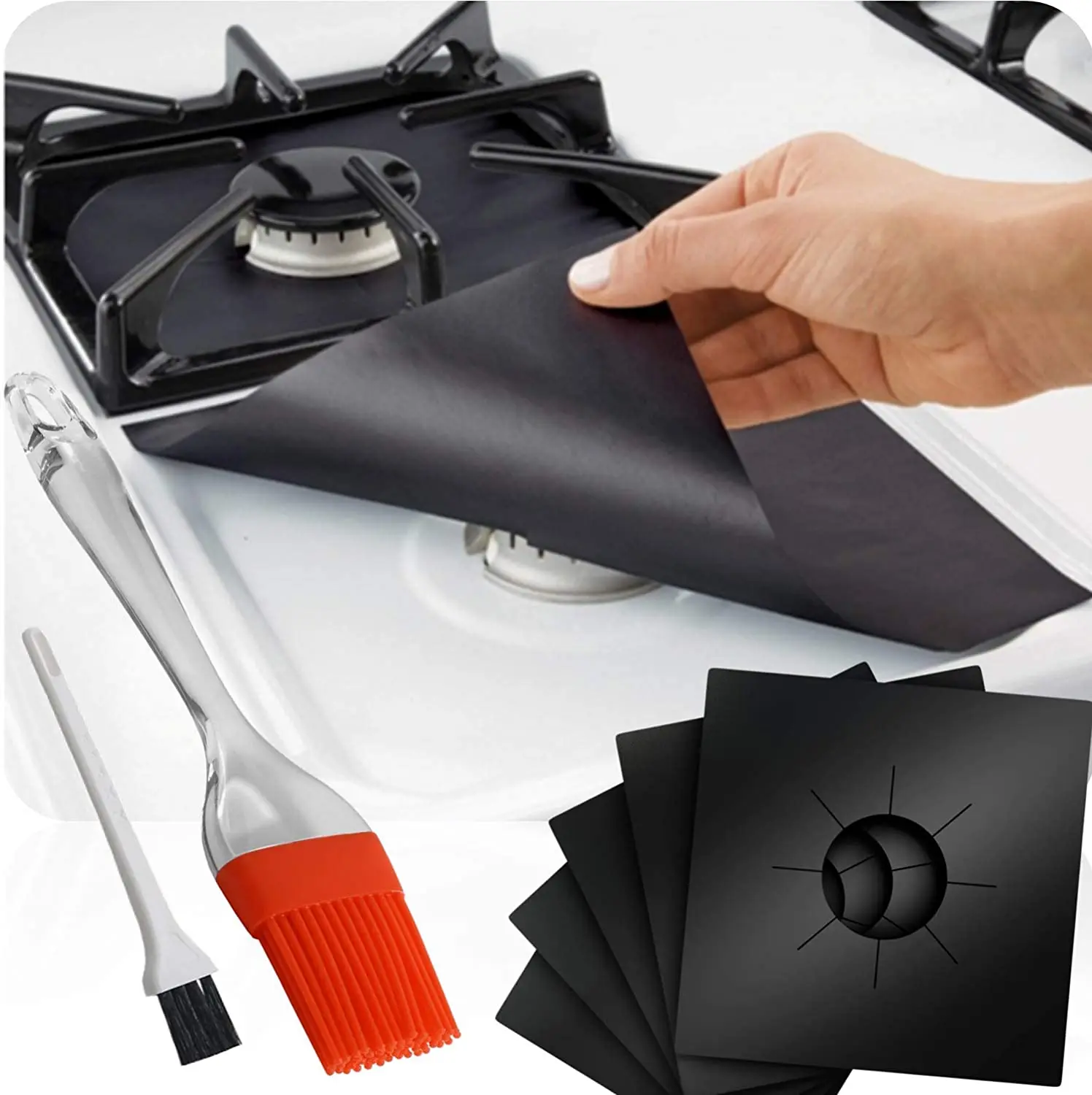 4/set Glass Fiber Gas Stove Protectors Reusable Gas Stove Cover Fire Injuries Protection Tool Burner Liner Cooker Mat, Black,light yellow,silver
4/set Glass Fiber Gas Stove Protectors Reusable Gas Stove Cover Fire Injuries Protection Tool Burner Liner Cooker Mat, Black,light yellow,silver