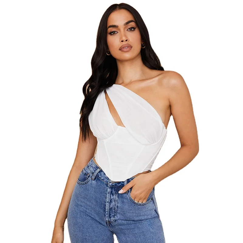 S M L solid sheer layer bust cover one shoulder top corset tops fashionable blouse women, Existing or as customer's require
S M L solid sheer layer bust cover one shoulder top corset tops fashionable blouse women, Existing or as customer's require