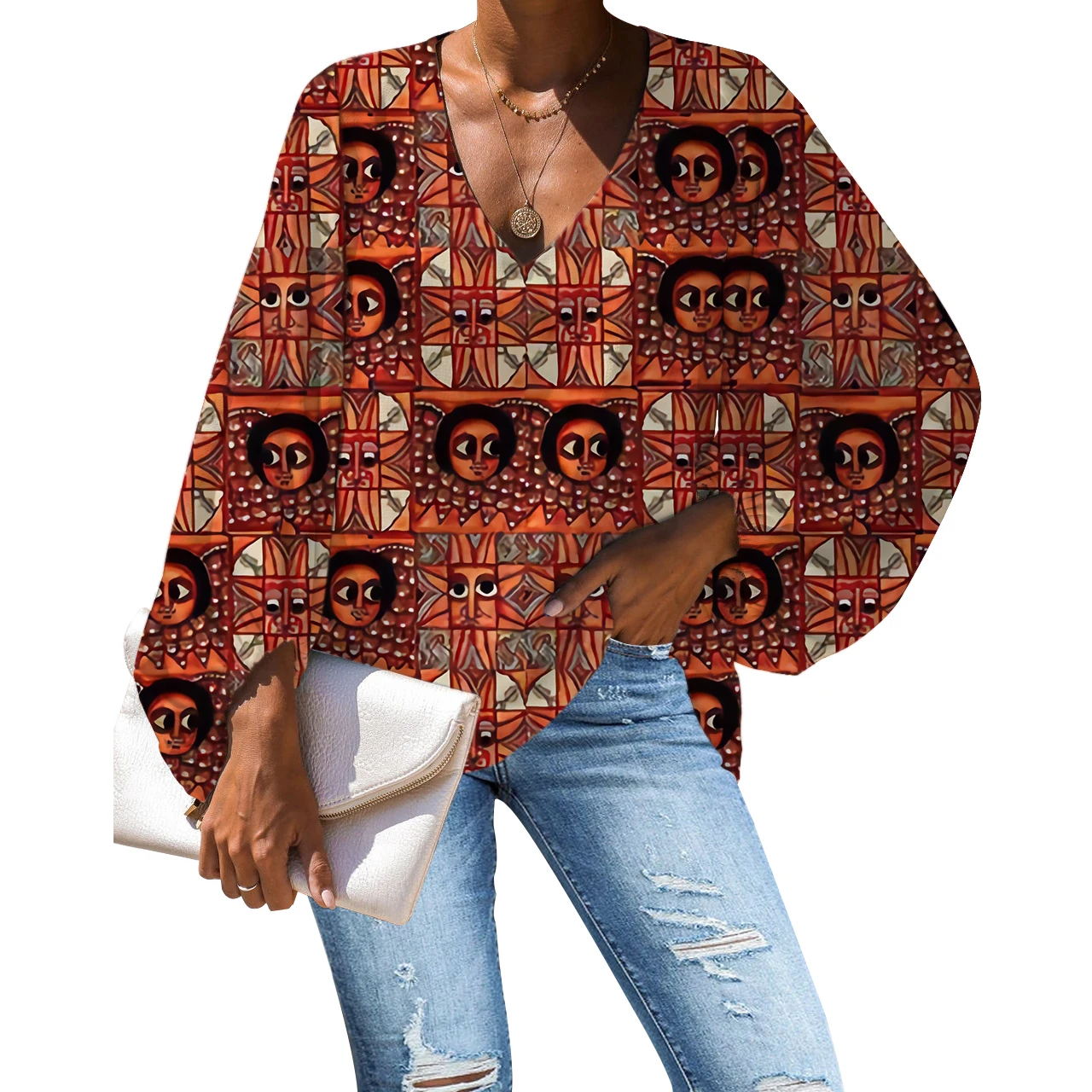 Ethiopian Traditional Print Women Plus Size T Shirt Chiffon Tops Balloon Long Sleeve Blouse V Neck Casual Floral Loose Shirts, Customized color
Ethiopian Traditional Print Women Plus Size T Shirt Chiffon Tops Balloon Long Sleeve Blouse V Neck Casual Floral Loose Shirts, Customized color