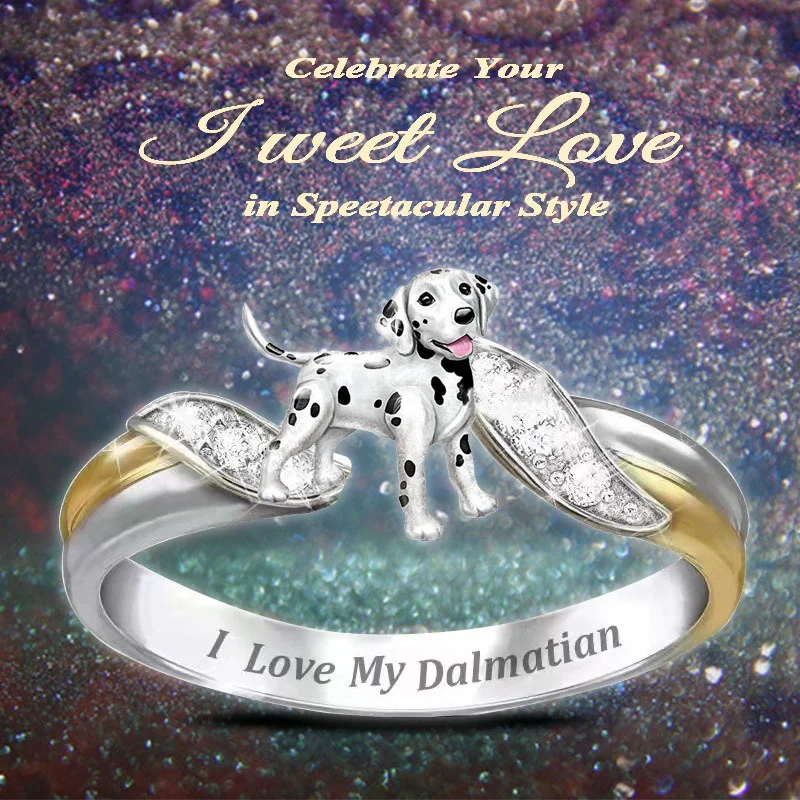 Exquisite Fashion Diamond Romantic Jewelry Elegant Jewelry with Gold and Silver Letters Cute Dalmatian Dog Ring
Exquisite Fashion Diamond Romantic Jewelry Elegant Jewelry with Gold and Silver Letters Cute Dalmatian Dog Ring