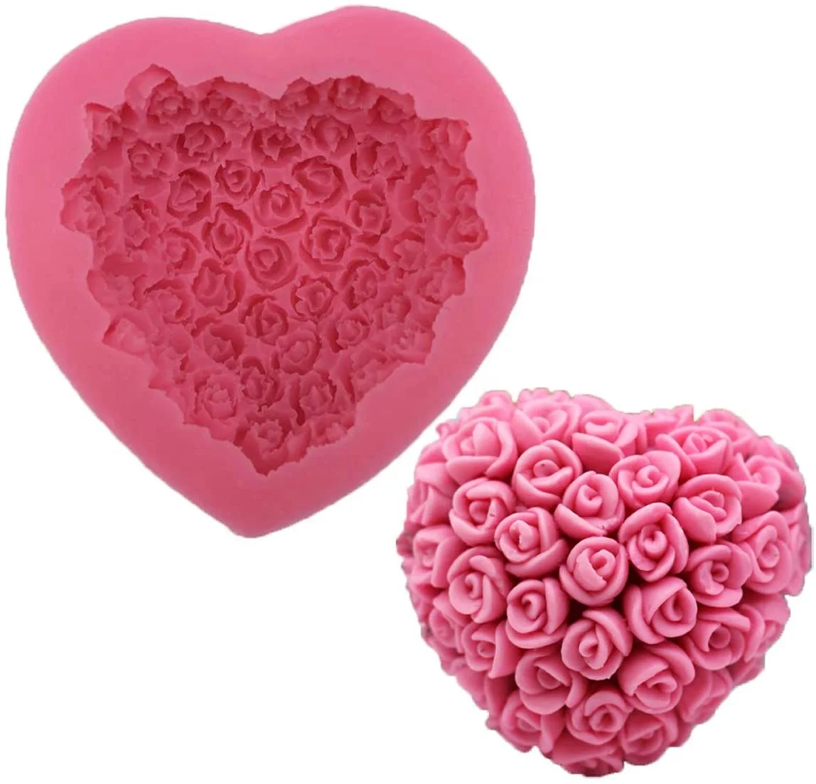 Silicone 3D Rose Flower Mold Love Heart Shape Fondant Soap Cake Mould for Chocolate Wedding Valentine, Pink
Silicone 3D Rose Flower Mold Love Heart Shape Fondant Soap Cake Mould for Chocolate Wedding Valentine, Pink