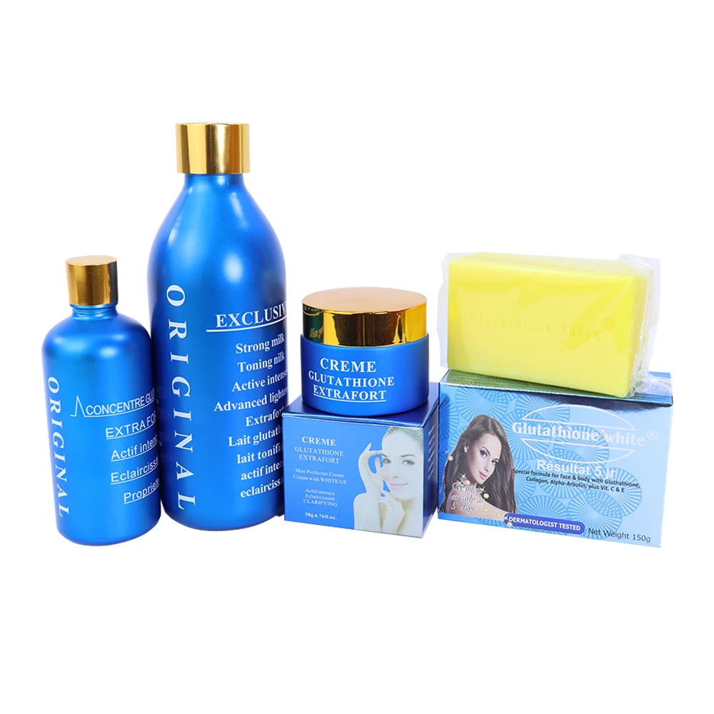 Private Label OEM Resultat 5jr Original Organic Gluta Blue Whitening Lait Creme Facial Anti Aging Skin Care Set
Private Label OEM Resultat 5jr Original Organic Gluta Blue Whitening Lait Creme Facial Anti Aging Skin Care Set