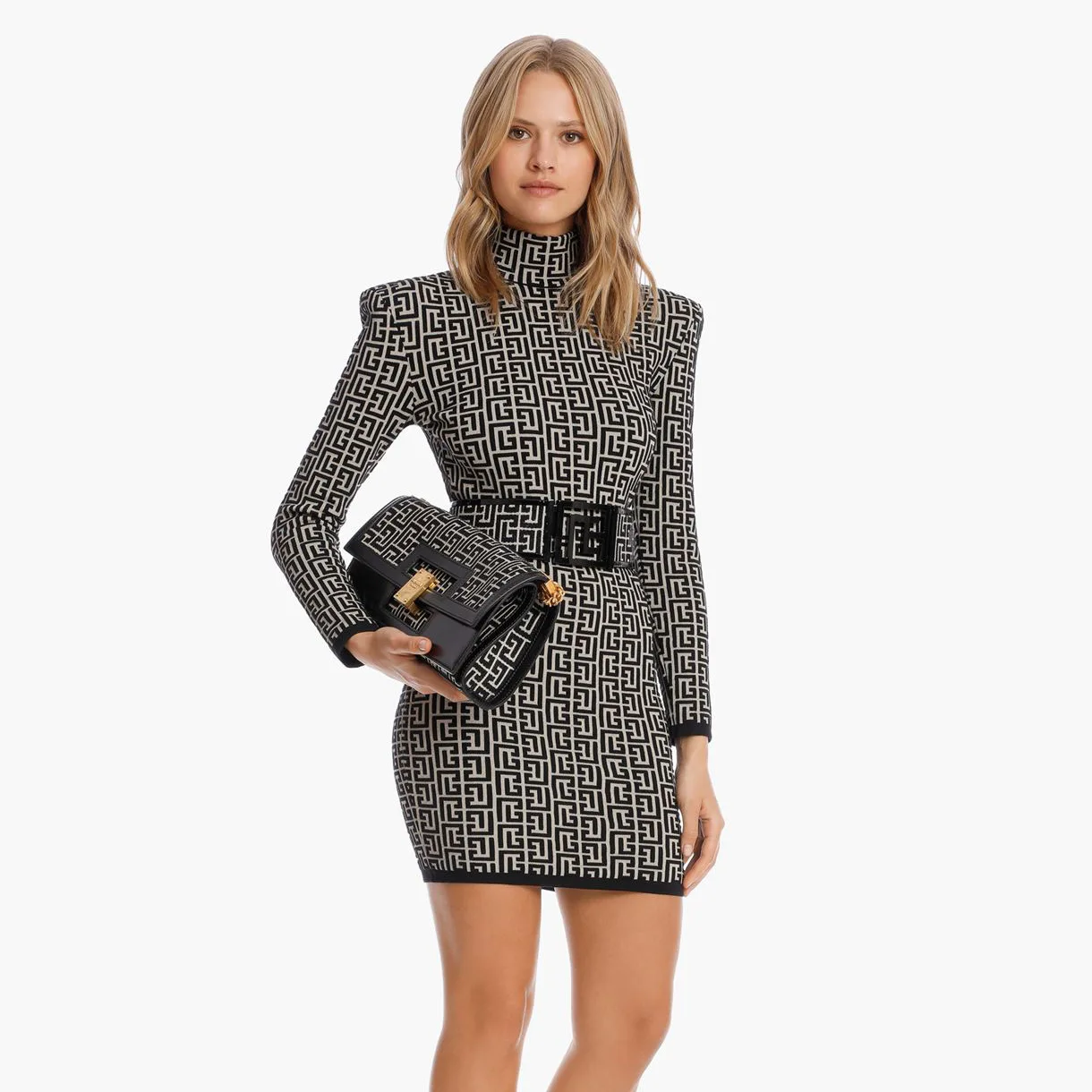 Custom Women Jacquard Long Sleeve Career Dresses Elegant Fret Mini Bodycon Pencil Casual Dresses, Black and white
Custom Women Jacquard Long Sleeve Career Dresses Elegant Fret Mini Bodycon Pencil Casual Dresses, Black and white