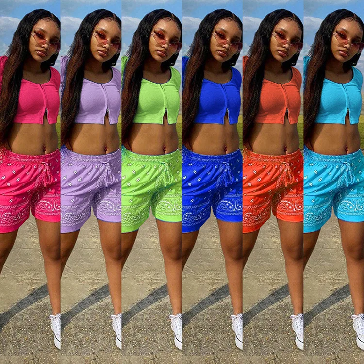 S-2XL Wholesale casual summer outfits fashion printed drawstring shorts womens 2 piece outfit crop top 2 piece set women
S-2XL Wholesale casual summer outfits fashion printed drawstring shorts womens 2 piece outfit crop top 2 piece set women