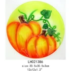 round harvest home use fused glass pumpkin plate decoration