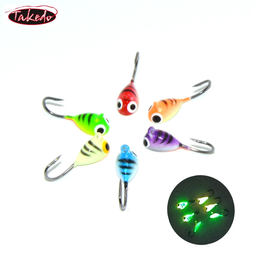 TAKEDO weihai 6pcs per set SP08 20mm 1.7g luminous winter mini lead jig fishing jig head hook ice lure ice fishing jigs
TAKEDO weihai 6pcs per set SP08 20mm 1.7g luminous winter mini lead jig fishing jig head hook ice lure ice fishing jigs