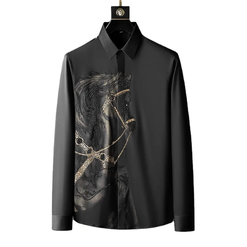 Horse Printing Long Sleeve Custom Boy's High Quality Cotton Fitted Plain Shirt Men's Shirts Office Style
Horse Printing Long Sleeve Custom Boy's High Quality Cotton Fitted Plain Shirt Men's Shirts Office Style