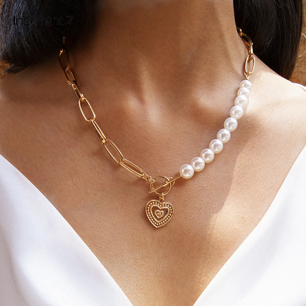 Female Jewelry Statement Necklace Golden Love Pendant Necklace Punk Imitation Pearl Necklace
Female Jewelry Statement Necklace Golden Love Pendant Necklace Punk Imitation Pearl Necklace