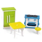 wooden toy wood block assemble building game baby play house gift mini 3D room home furniture montessori game