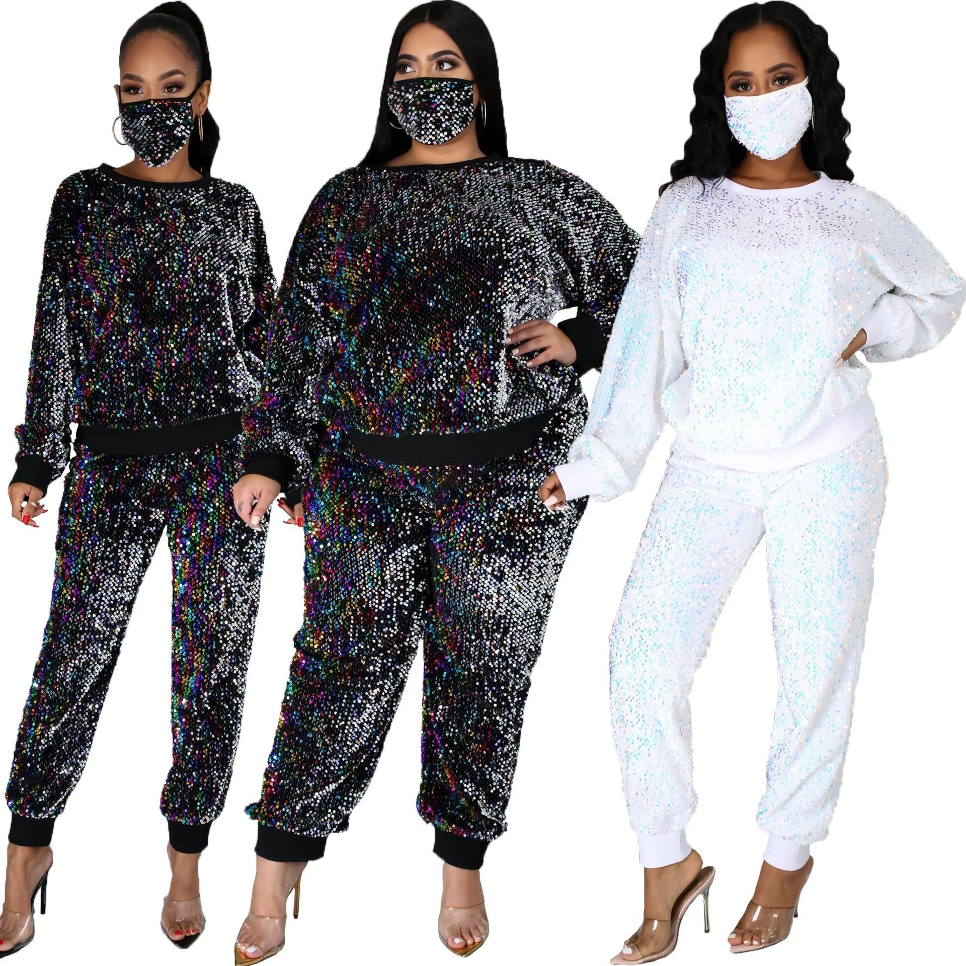 B15138A 5Xl Plus size Autumn Women Clothing Sequin Long Sleeve 3 Piece Plus Size Pants Set, Shown
B15138A 5Xl Plus size Autumn Women Clothing Sequin Long Sleeve 3 Piece Plus Size Pants Set, Shown