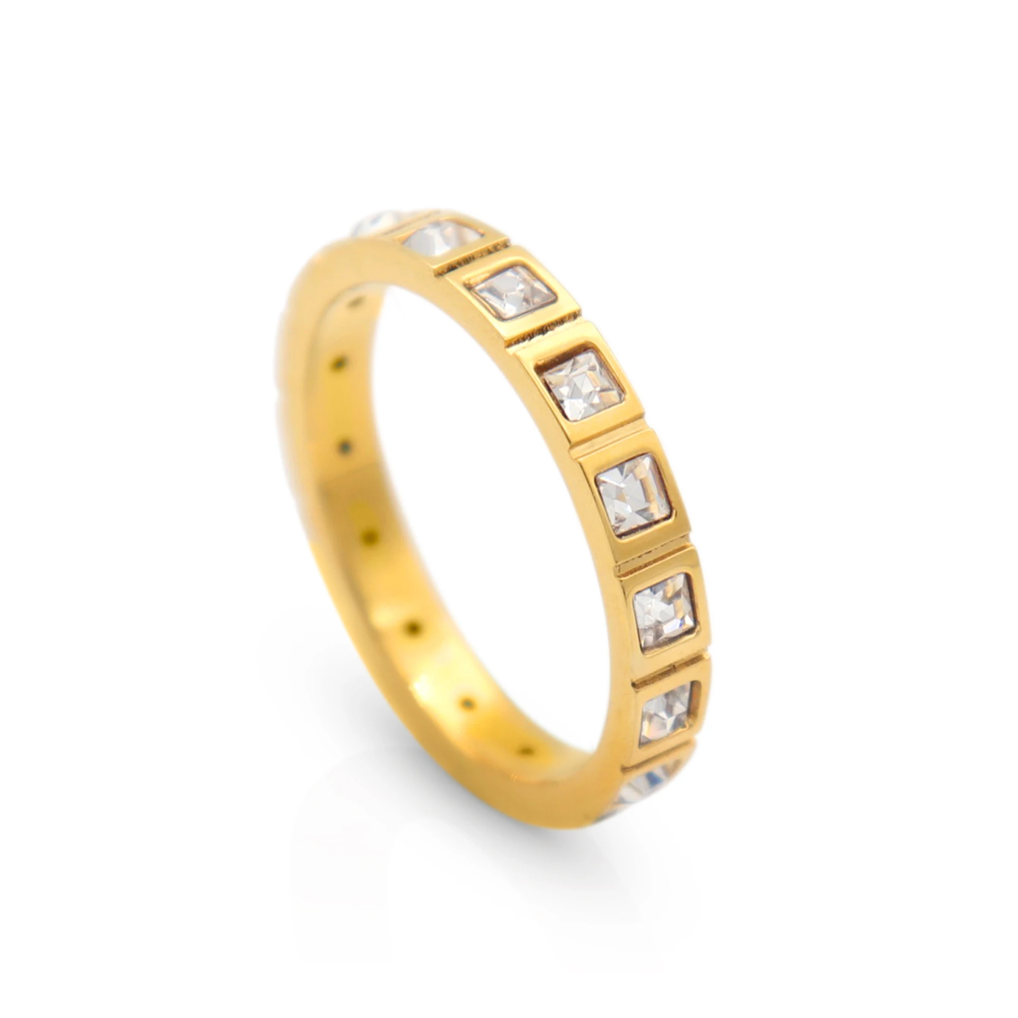 Chris April in stock 316L stainless steel minimalist PVD gold plated fully-jewelled zircon ring
Chris April in stock 316L stainless steel minimalist PVD gold plated fully-jewelled zircon ring