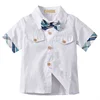 Summer custom wholesale contrast color buttondown and short sleeve uniform shirt clothes for boys