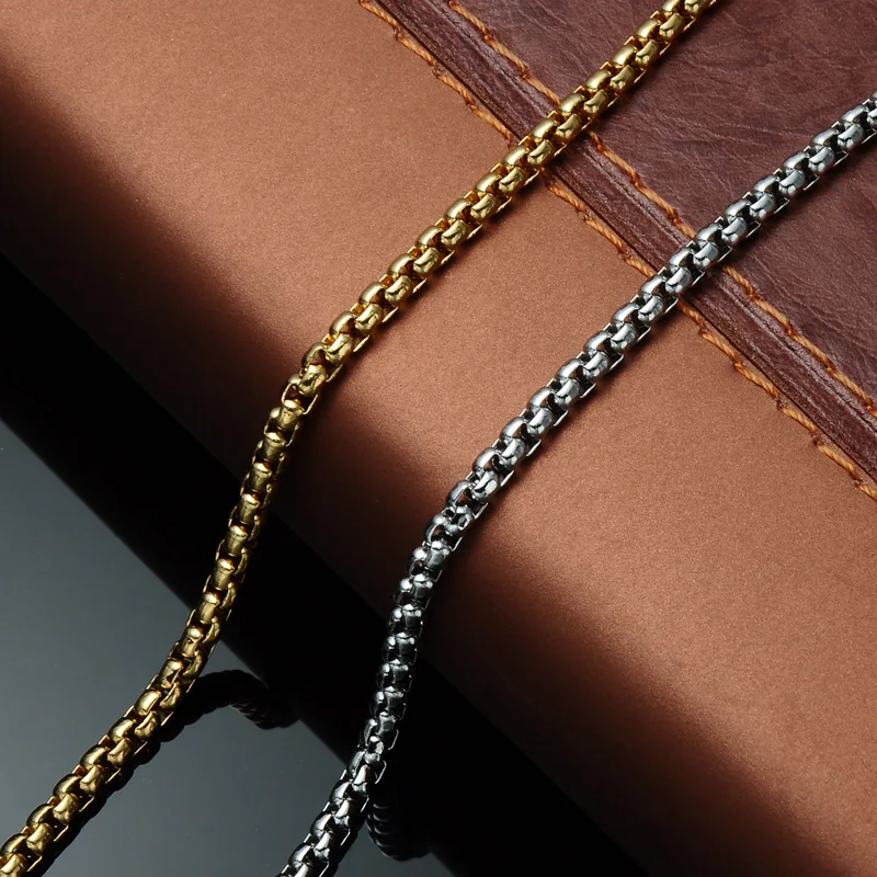 3mm 24 Inch Silver Black Gold 316L Necklace Mens Stainless Steel Square Pearl Round Box Chain Necklaces
3mm 24 Inch Silver Black Gold 316L Necklace Mens Stainless Steel Square Pearl Round Box Chain Necklaces