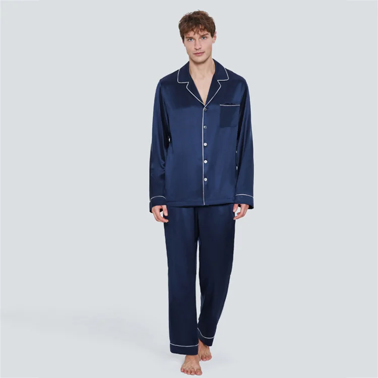 custom embroidery mens satin pure silk sleepwear 2 pieces luxury long sleeves 100% mulberry silk pajama set men
custom embroidery mens satin pure silk sleepwear 2 pieces luxury long sleeves 100% mulberry silk pajama set men