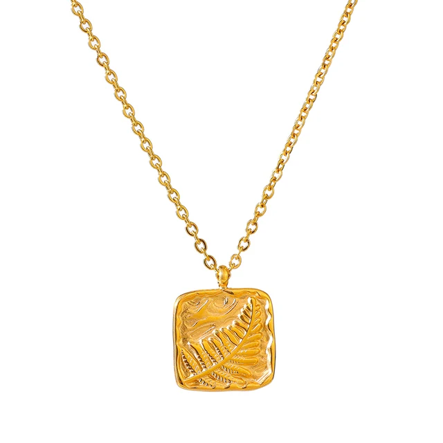 JINYOU 1943 Fashion Square Leaf Pendant Necklace Waterproof 316 Stainless Steel Metal Collar Jewelry
JINYOU 1943 Fashion Square Leaf Pendant Necklace Waterproof 316 Stainless Steel Metal Collar Jewelry