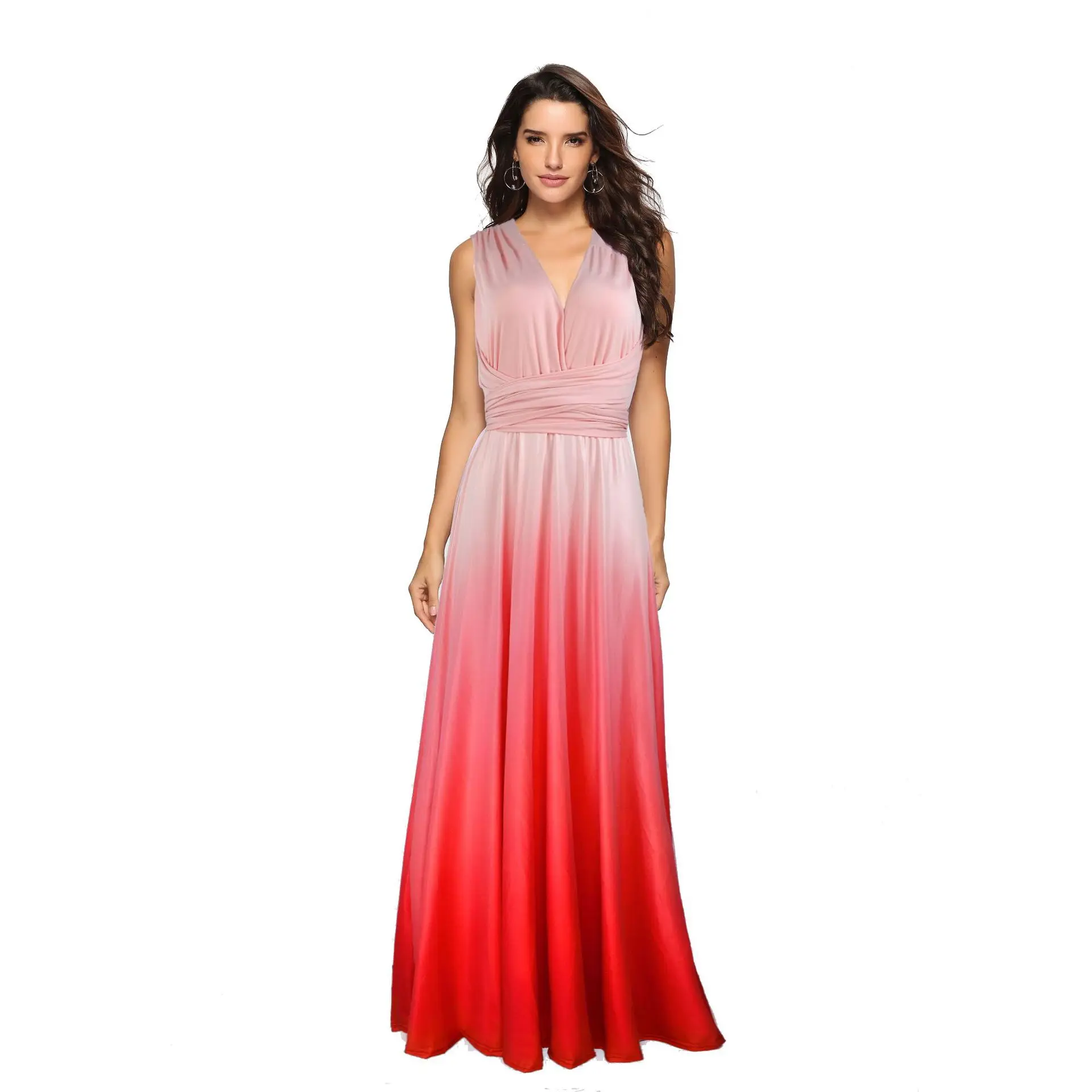 New Arrival Long Satin Graident Color A-Line V-Neck Multi-way Backless Formal Elegant Maxi Polyester Evening Dresses Women
New Arrival Long Satin Graident Color A-Line V-Neck Multi-way Backless Formal Elegant Maxi Polyester Evening Dresses Women