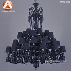 Baccarat 36 Light Dark Blue Crystal Chandelier with Jean Lampshade