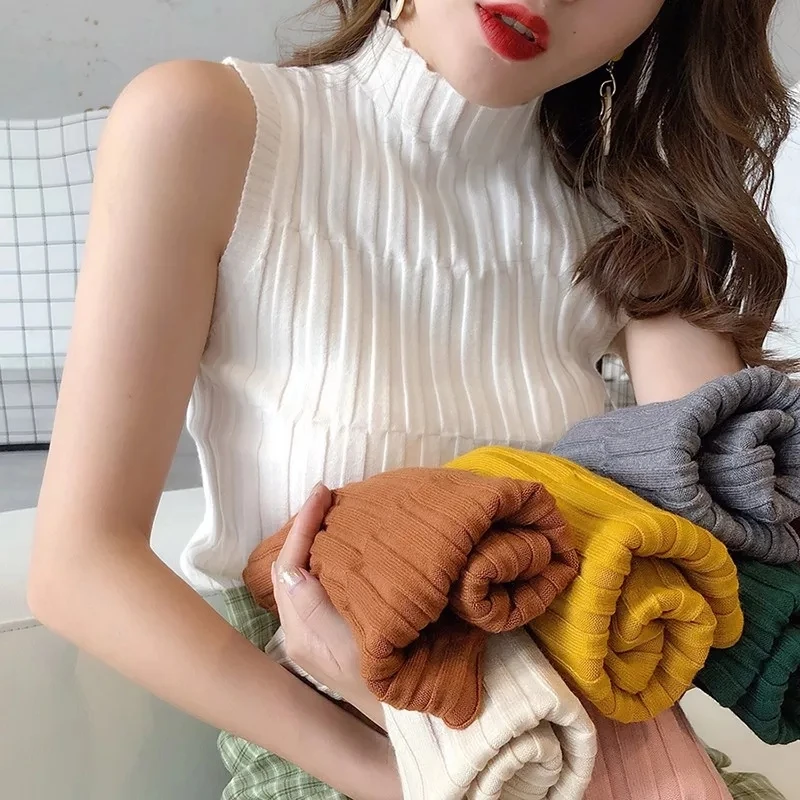 Tops Women Solid Knitted Vest Skinny Female Tank Tops Ladies Turtleneck Sexy Slim Female Night Club Sexy Tops Summer sleeveless
Tops Women Solid Knitted Vest Skinny Female Tank Tops Ladies Turtleneck Sexy Slim Female Night Club Sexy Tops Summer sleeveless