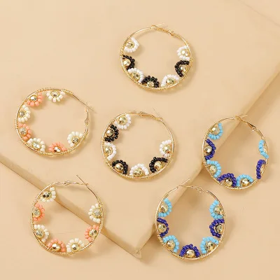 New Fashion Female Jewelry Colorful Beads Round Circle Earrings Acrylic Beads Hoop Earrings for Beach
New Fashion Female Jewelry Colorful Beads Round Circle Earrings Acrylic Beads Hoop Earrings for Beach