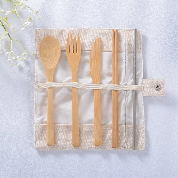 Portable Bamboo Utensil Set Spoon and Fork Bamboo Travel Cutlery Set in a Case 
Portable Bamboo Utensil Set Spoon and Fork Bamboo Travel Cutlery Set in a Case