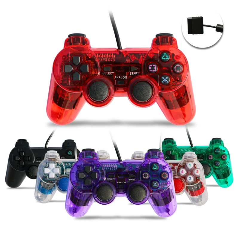 

Wired Vibration Gamepad Wireless video Game PS2 controller for Playstation 2 joystick, Red / purple / green / black