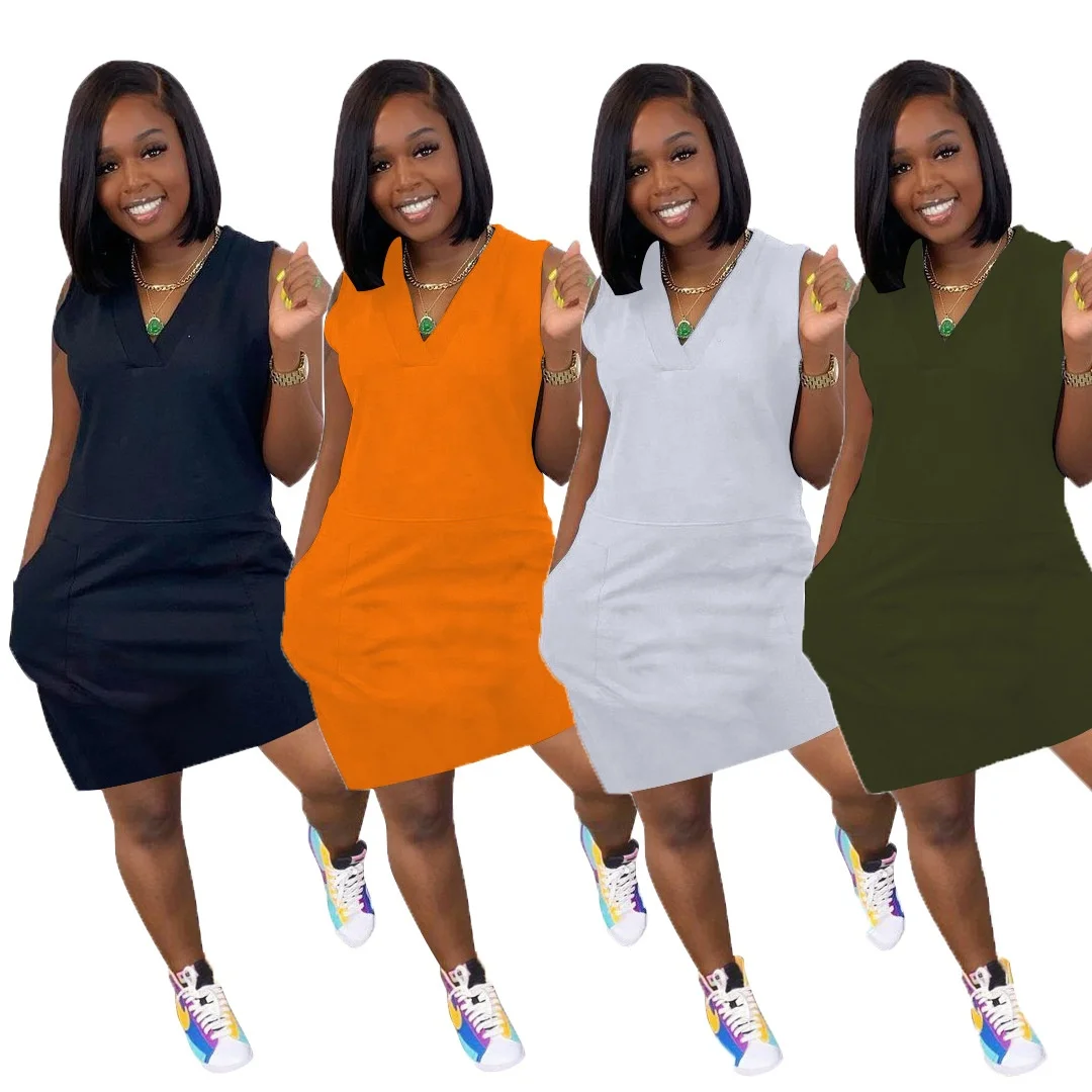 Hot Sale women casual dresses with pocket sleeveless cotton blend elegant dress summer, As picture or customized make
Hot Sale women casual dresses with pocket sleeveless cotton blend elegant dress summer, As picture or customized make