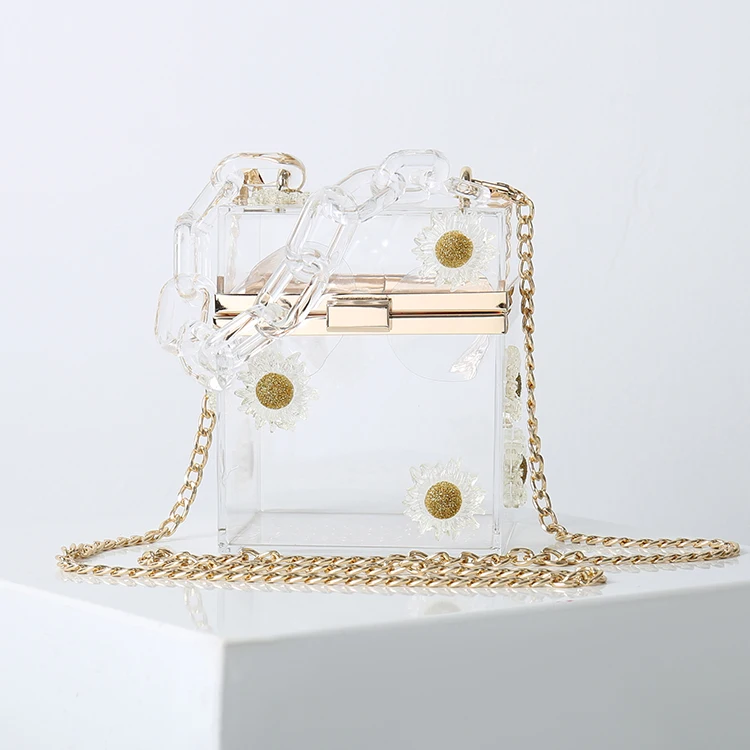 New style hot sale jelly Chain trendy women clear daisy box bag, Transparent/pink/black/blue/oem
New style hot sale jelly Chain trendy women clear daisy box bag, Transparent/pink/black/blue/oem