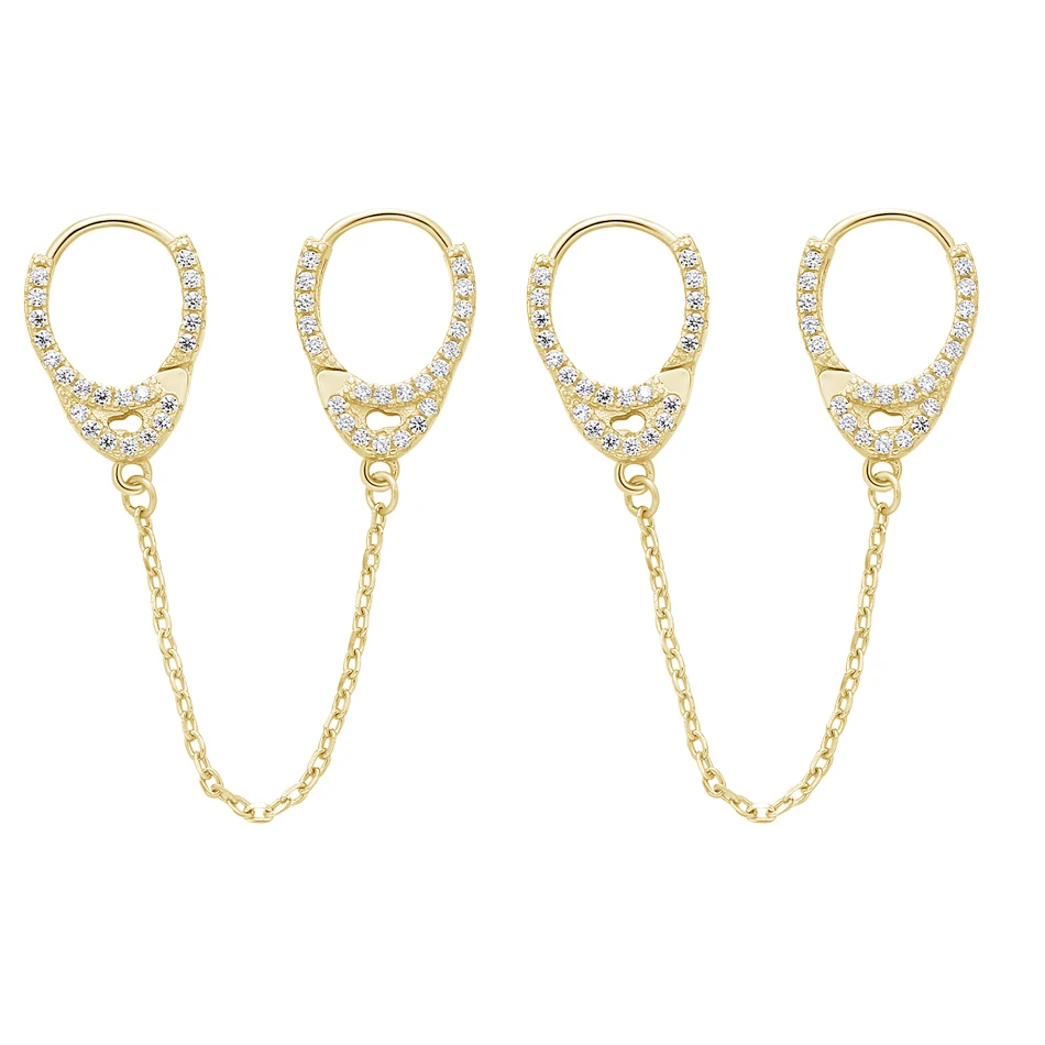 Woman Fashion Earrings Jewelry Brass Wholesale 14k Gold Plated Handcuff Huggie Cubic Zircon Chain Earrings
Woman Fashion Earrings Jewelry Brass Wholesale 14k Gold Plated Handcuff Huggie Cubic Zircon Chain Earrings
