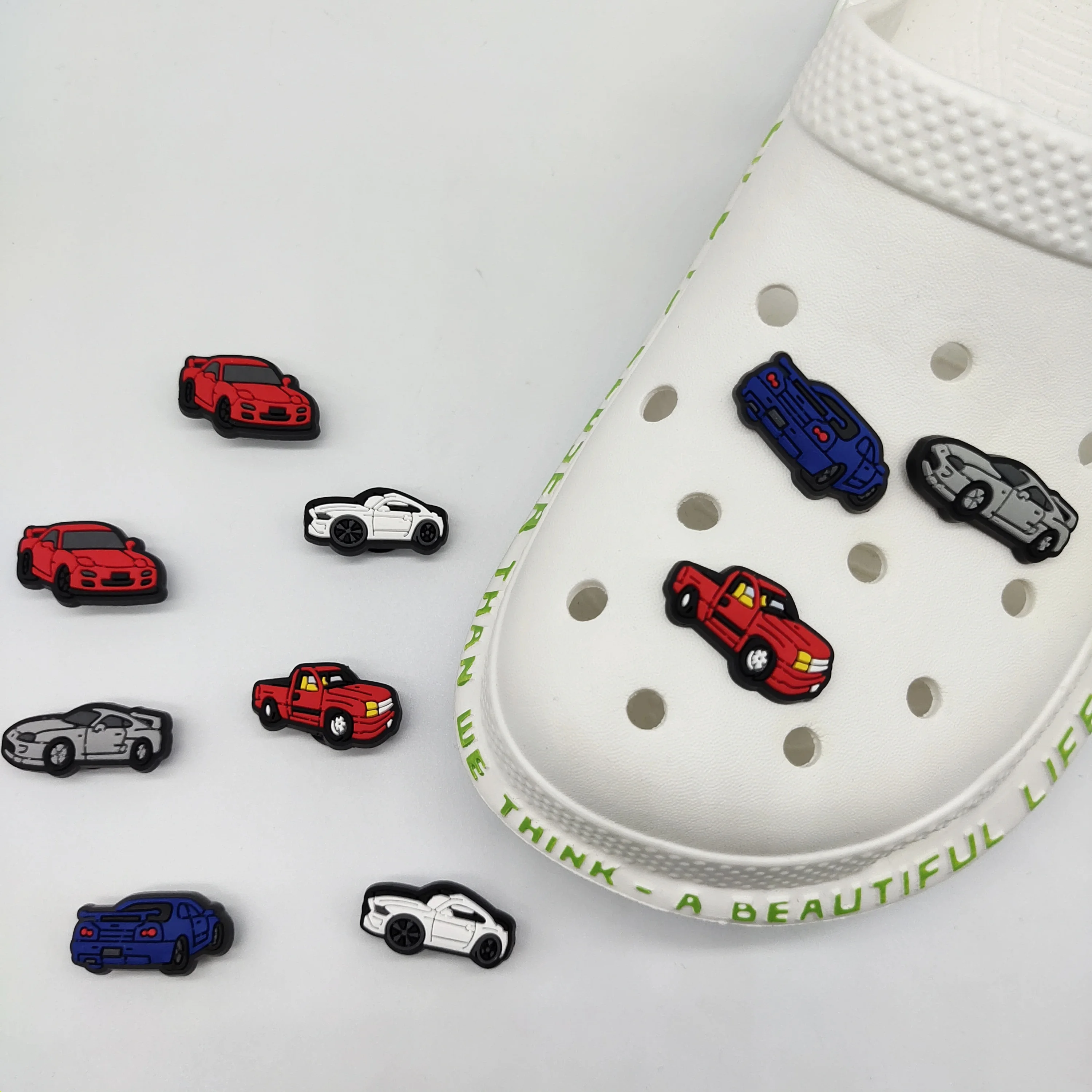 The sports car New design wholesale roadster custom DIY shoe croc charms pvc soft Shoe decoration As a gift for the child 
The sports car New design wholesale roadster custom DIY shoe croc charms pvc soft Shoe decoration As a gift for the child