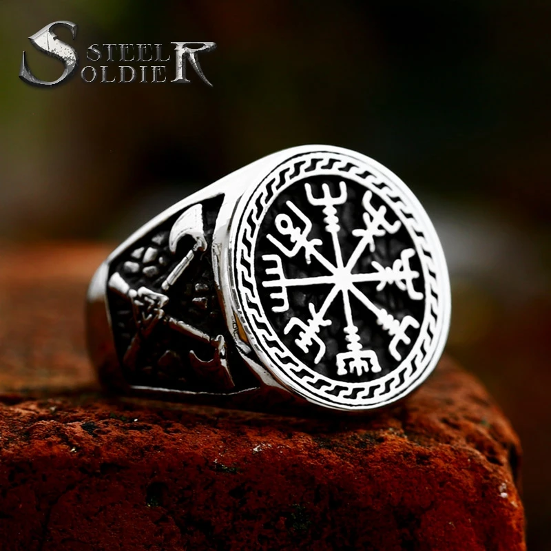 SS8-1204R New Fashion Stainless Steel Viking Compass Ring Double Axe Ring Cool Men's Ring Retro High Quality Jewelry
SS8-1204R New Fashion Stainless Steel Viking Compass Ring Double Axe Ring Cool Men's Ring Retro High Quality Jewelry
