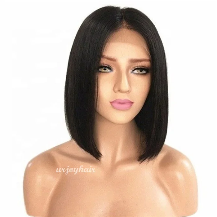 

100% Indian virgin remy human hair short style transparent lace straight glueless lace front BOB cut wigs